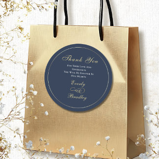 Adesivo Elegante Script Dourado Branco Fundo Azul-Marinho