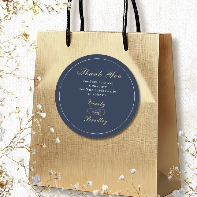 Adesivo Elegante Script Dourado Branco Fundo Azul-Marinho  (Criador carregado)