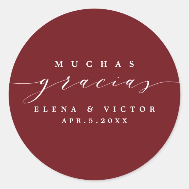 ADESIVO ELEGANTE SCRIPT MUCHAS GRACIAS | OBRIGADO, STICKER (Frente)