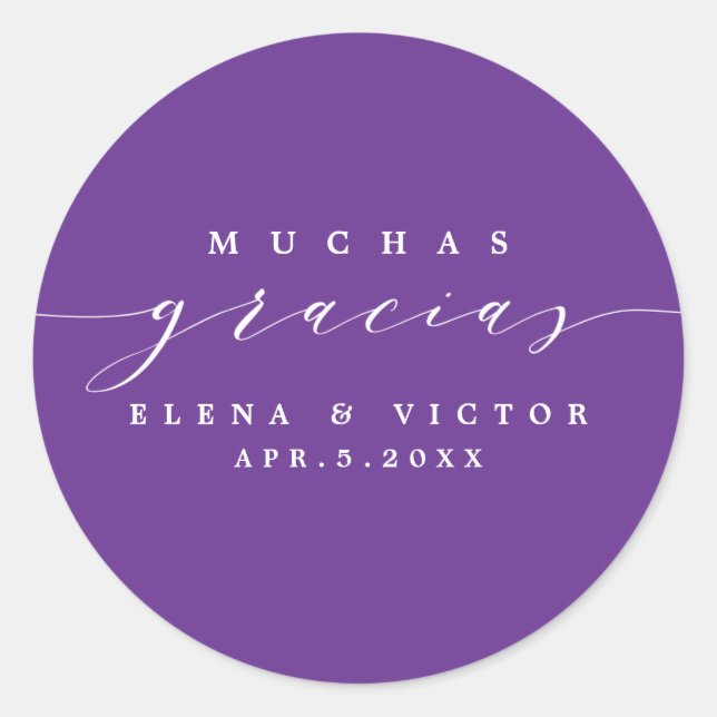 ADESIVO ELEGANTE SCRIPT MUCHAS GRACIAS | OBRIGADO, STICKER (Frente)