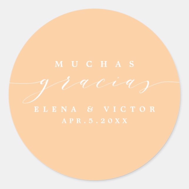 ADESIVO ELEGANTE SCRIPT MUCHAS GRACIAS | OBRIGADO, STICKER (Frente)