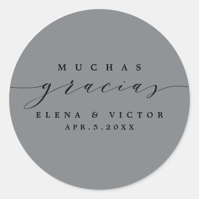 ADESIVO ELEGANTE SCRIPT MUCHAS GRACIAS | OBRIGADO, STICKER (Frente)