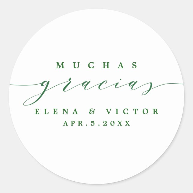 ADESIVO ELEGANTE SCRIPT MUCHAS GRACIAS | OBRIGADO, STICKER (Frente)