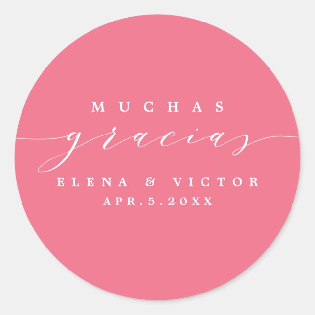 ADESIVO ELEGANTE SCRIPT MUCHAS GRACIAS | OBRIGADO, STICKER (Frente)