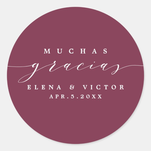 ADESIVO ELEGANTE SCRIPT MUCHAS GRACIAS | OBRIGADO, STICKER (Frente)