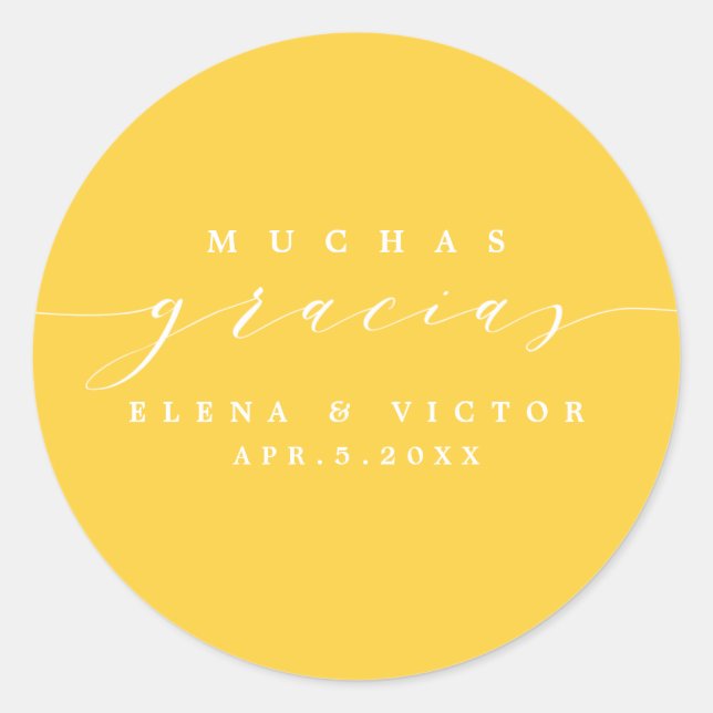 ADESIVO ELEGANTE SCRIPT MUCHAS GRACIAS | OBRIGADO, STICKER (Frente)