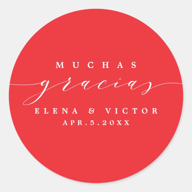 ADESIVO ELEGANTE SCRIPT MUCHAS GRACIAS | OBRIGADO, STICKER (Frente)