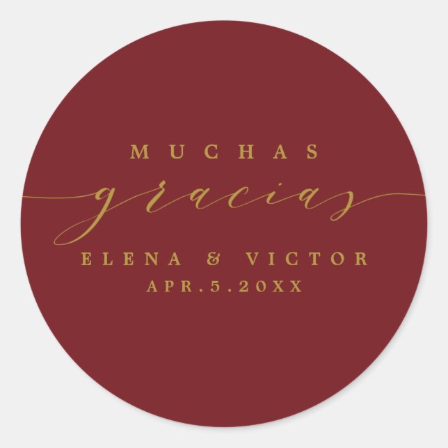 ADESIVO ELEGANTE SCRIPT MUCHAS GRACIAS | OBRIGADO, STICKER (Frente)