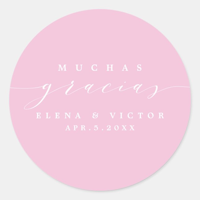 ADESIVO ELEGANTE SCRIPT MUCHAS GRACIAS | OBRIGADO, STICKER (Frente)