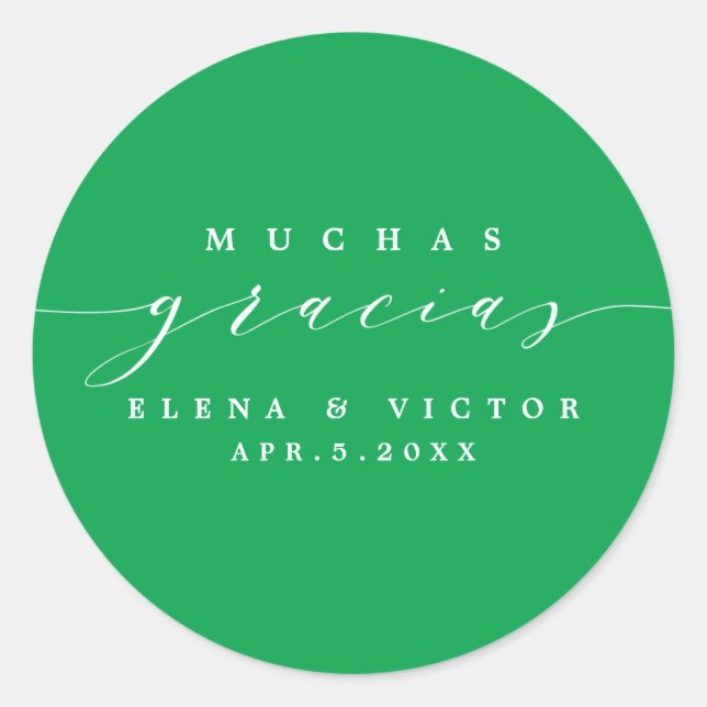 ADESIVO ELEGANTE SCRIPT MUCHAS GRACIAS | OBRIGADO, STICKER (Frente)