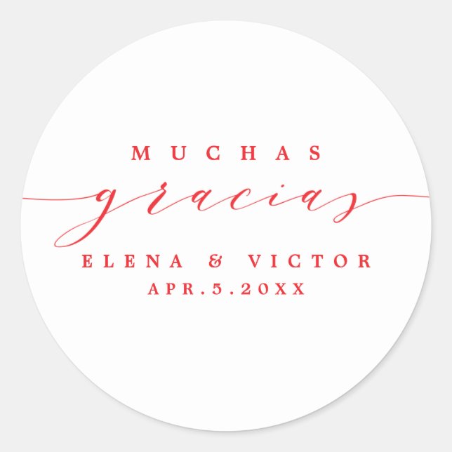 ADESIVO ELEGANTE SCRIPT MUCHAS GRACIAS | OBRIGADO, STICKER (Frente)