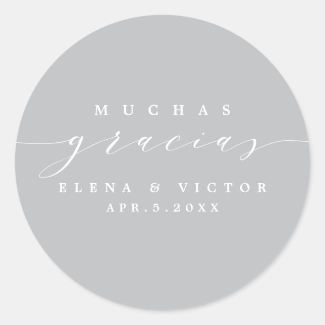 ADESIVO ELEGANTE SCRIPT MUCHAS GRACIAS | OBRIGADO, STICKER (Frente)