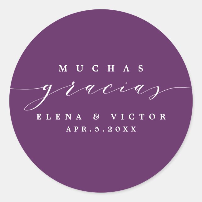 ADESIVO ELEGANTE SCRIPT MUCHAS GRACIAS | OBRIGADO, STICKER (Frente)