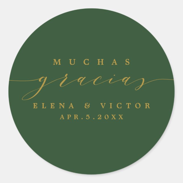 ADESIVO ELEGANTE SCRIPT MUCHAS GRACIAS | OBRIGADO, STICKER (Frente)