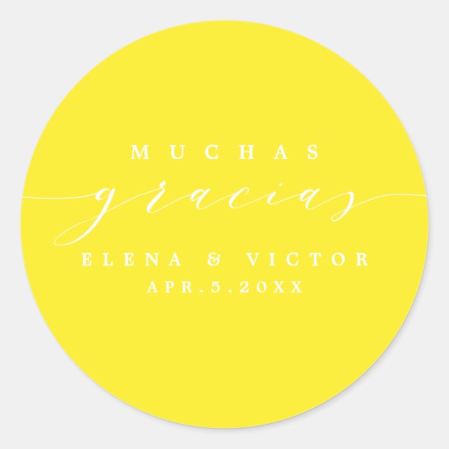 ADESIVO ELEGANTE SCRIPT MUCHAS GRACIAS | OBRIGADO, STICKER (Frente)