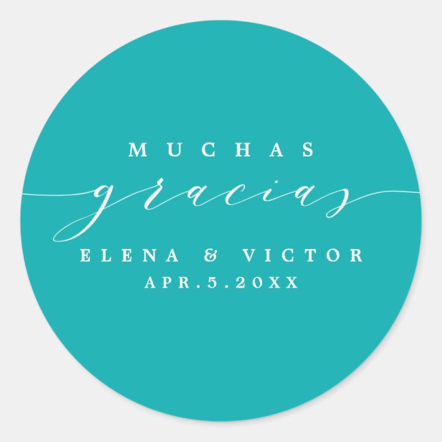 ADESIVO ELEGANTE SCRIPT MUCHAS GRACIAS | OBRIGADO, STICKER (Frente)