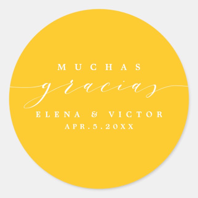 ADESIVO ELEGANTE SCRIPT MUCHAS GRACIAS | OBRIGADO, STICKER (Frente)