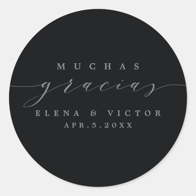ADESIVO ELEGANTE SCRIPT MUCHAS GRACIAS | OBRIGADO, STICKER (Frente)