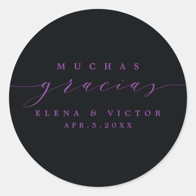 ADESIVO ELEGANTE SCRIPT MUCHAS GRACIAS | OBRIGADO, STICKER (Frente)