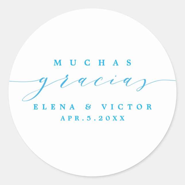 ADESIVO ELEGANTE SCRIPT MUCHAS GRACIAS | OBRIGADO, STICKER (Frente)