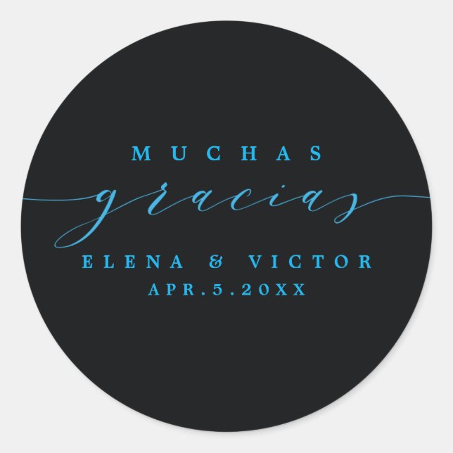 ADESIVO ELEGANTE SCRIPT MUCHAS GRACIAS | OBRIGADO, STICKER (Frente)