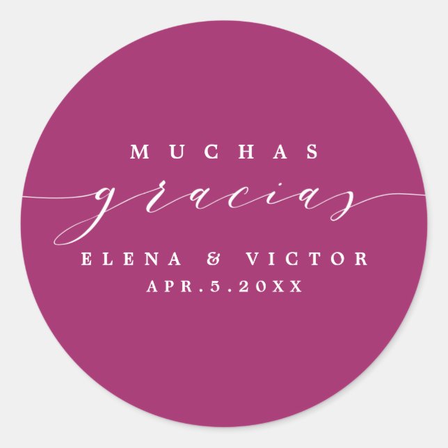 ADESIVO ELEGANTE SCRIPT MUCHAS GRACIAS | OBRIGADO, STICKER (Frente)