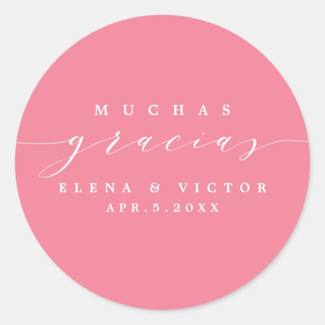 ADESIVO ELEGANTE SCRIPT MUCHAS GRACIAS | OBRIGADO, STICKER (Frente)