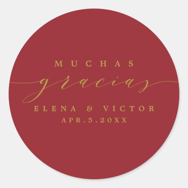 ADESIVO ELEGANTE SCRIPT MUCHAS GRACIAS | OBRIGADO, STICKER (Frente)