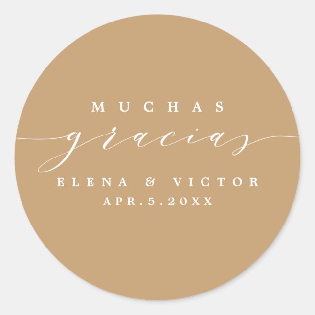 ADESIVO ELEGANTE SCRIPT MUCHAS GRACIAS | OBRIGADO, STICKER (Frente)