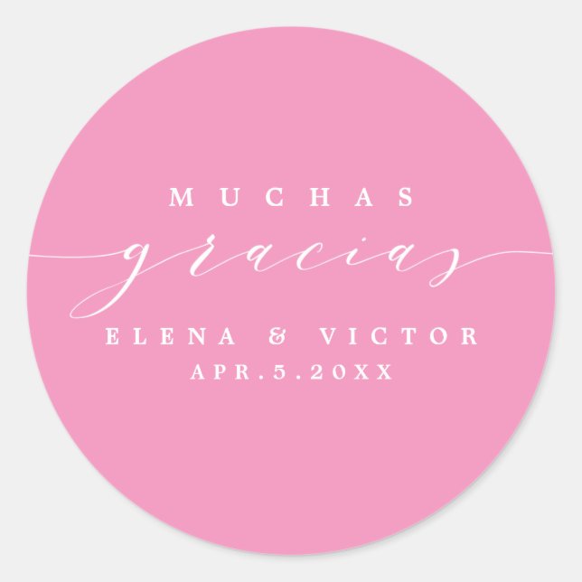 ADESIVO ELEGANTE SCRIPT MUCHAS GRACIAS | OBRIGADO, STICKER (Frente)