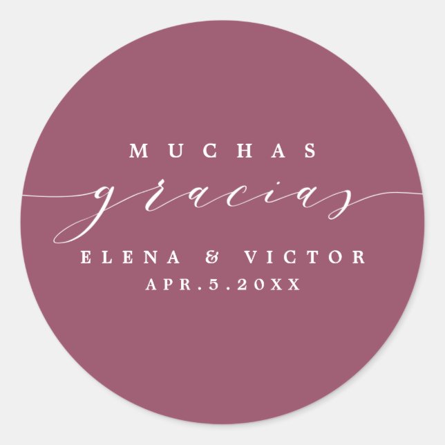 ADESIVO ELEGANTE SCRIPT MUCHAS GRACIAS | OBRIGADO, STICKER (Frente)