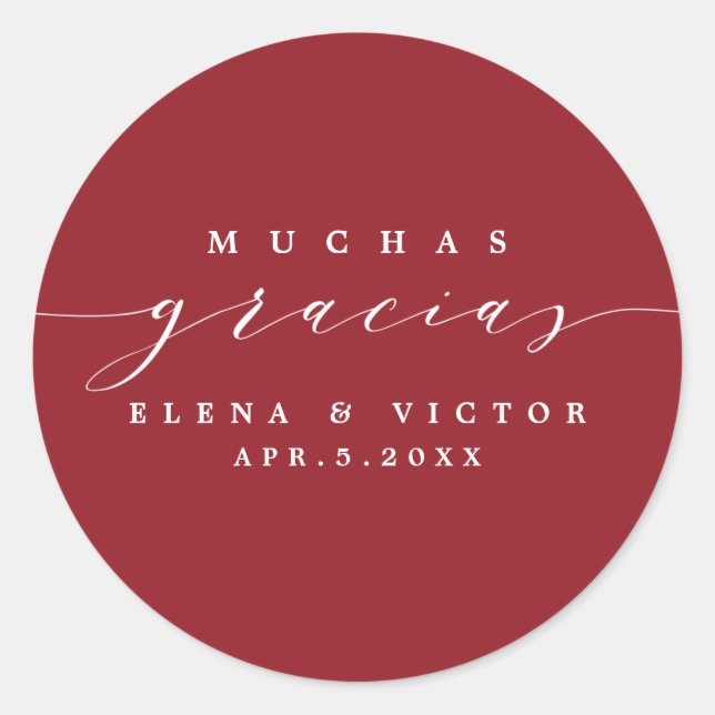 ADESIVO ELEGANTE SCRIPT MUCHAS GRACIAS | OBRIGADO, STICKER (Frente)