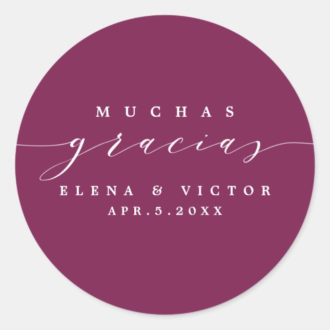 ADESIVO ELEGANTE SCRIPT MUCHAS GRACIAS | OBRIGADO, STICKER (Frente)