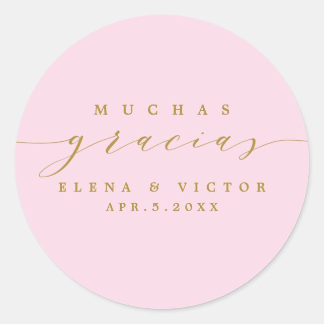 ADESIVO ELEGANTE SCRIPT MUCHAS GRACIAS | OBRIGADO, STICKER (Frente)