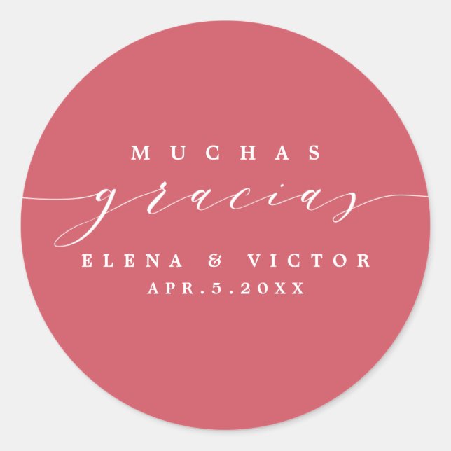 ADESIVO ELEGANTE SCRIPT MUCHAS GRACIAS | OBRIGADO, STICKER (Frente)