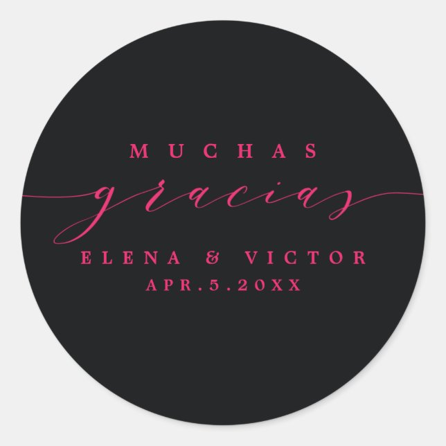 ADESIVO ELEGANTE SCRIPT MUCHAS GRACIAS | OBRIGADO, STICKER (Frente)