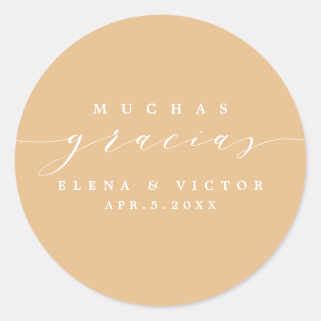 ADESIVO ELEGANTE SCRIPT MUCHAS GRACIAS | OBRIGADO, STICKER (Frente)