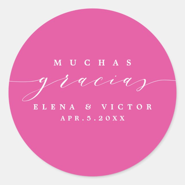 ADESIVO ELEGANTE SCRIPT MUCHAS GRACIAS | OBRIGADO, STICKER (Frente)