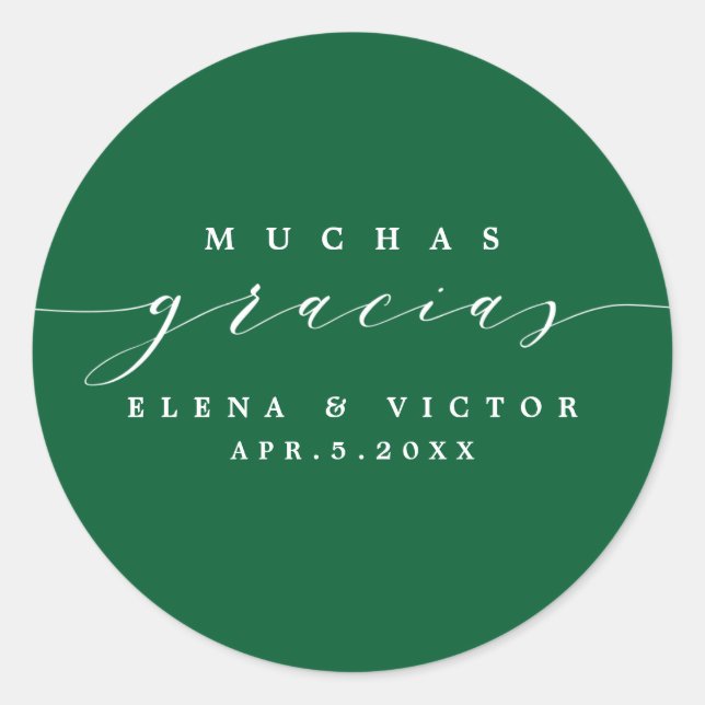 ADESIVO ELEGANTE SCRIPT MUCHAS GRACIAS | OBRIGADO, STICKER (Frente)