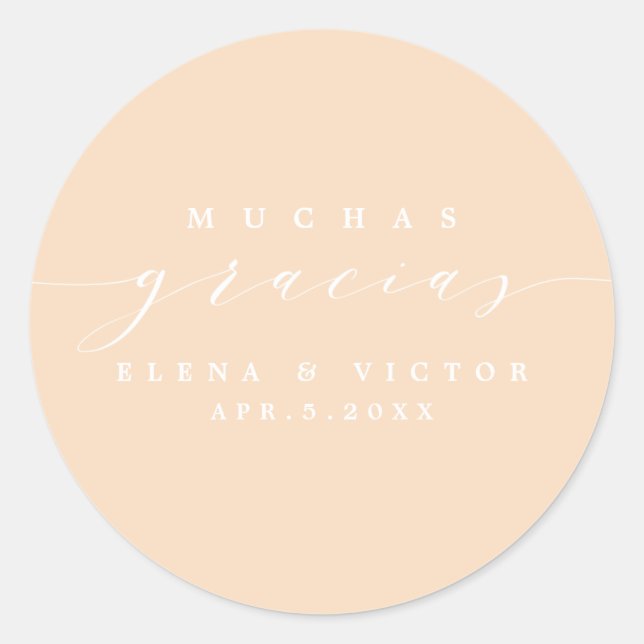 ADESIVO ELEGANTE SCRIPT MUCHAS GRACIAS | OBRIGADO, STICKER (Frente)