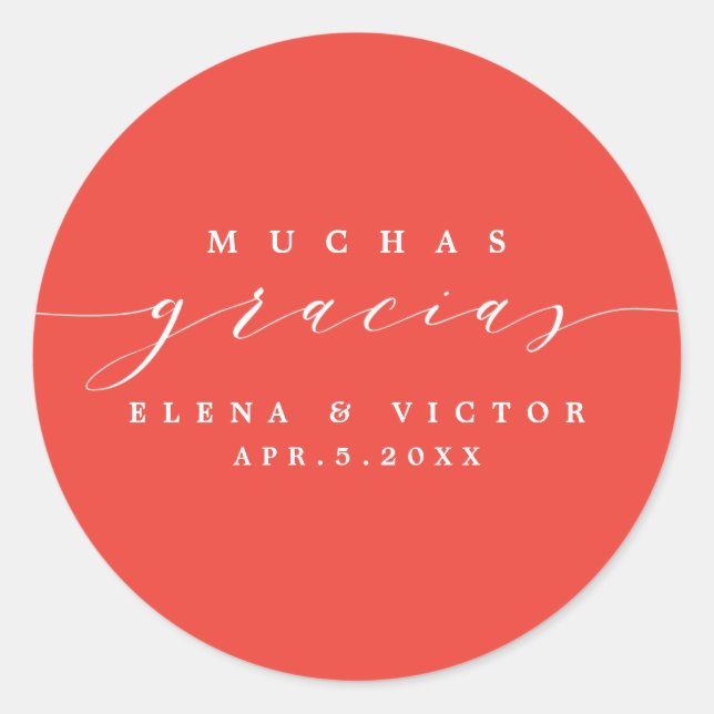 ADESIVO ELEGANTE SCRIPT MUCHAS GRACIAS | OBRIGADO, STICKER (Frente)