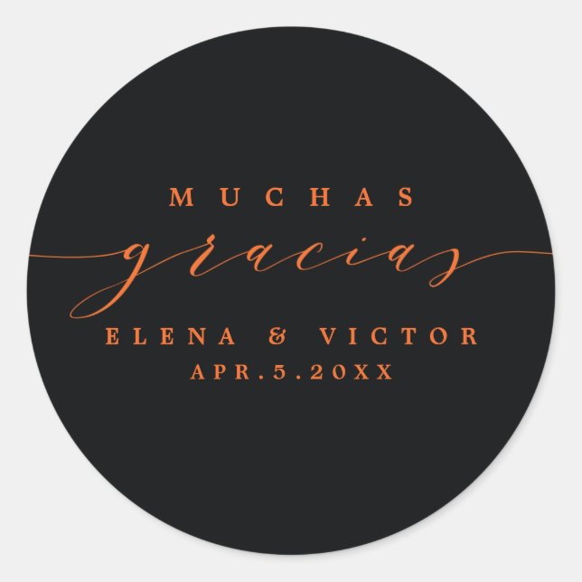 ADESIVO ELEGANTE SCRIPT MUCHAS GRACIAS | OBRIGADO, STICKER (Frente)