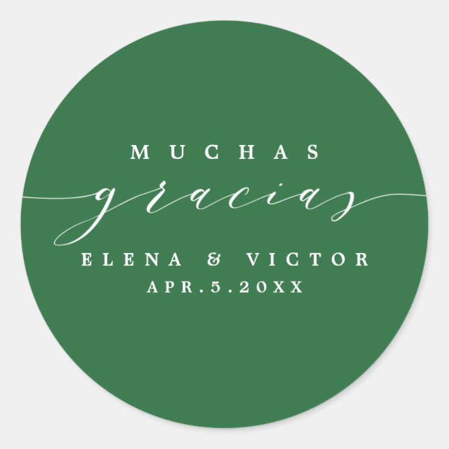 ADESIVO ELEGANTE SCRIPT MUCHAS GRACIAS | OBRIGADO, STICKER (Frente)