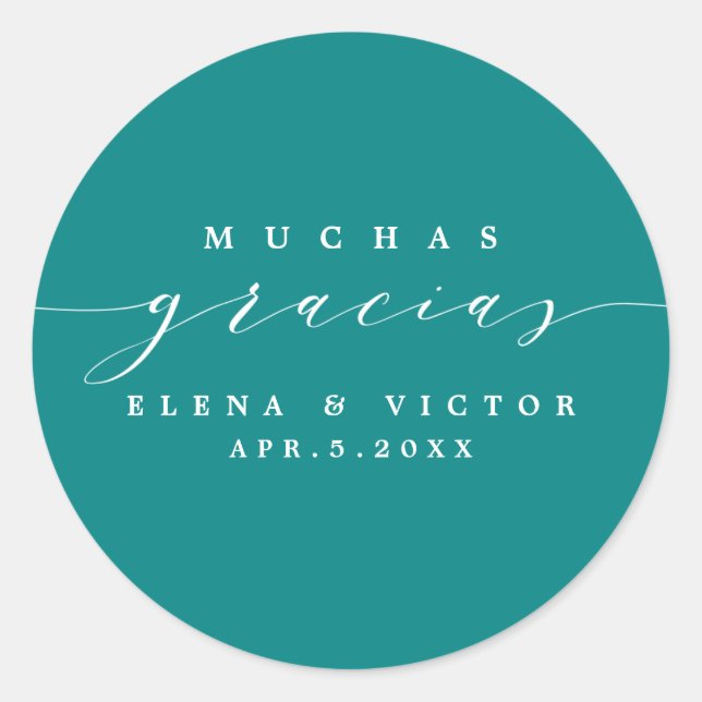 ADESIVO ELEGANTE SCRIPT MUCHAS GRACIAS | OBRIGADO, STICKER (Frente)