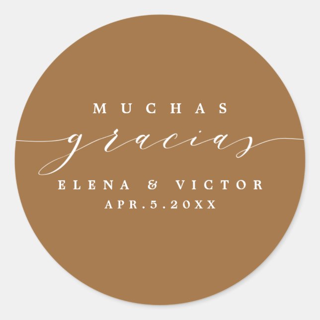 ADESIVO ELEGANTE SCRIPT MUCHAS GRACIAS | OBRIGADO, STICKER (Frente)