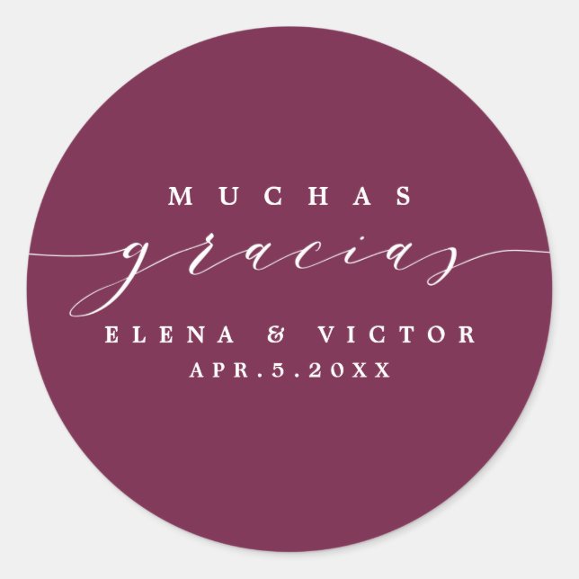 ADESIVO ELEGANTE SCRIPT MUCHAS GRACIAS | OBRIGADO, STICKER (Frente)