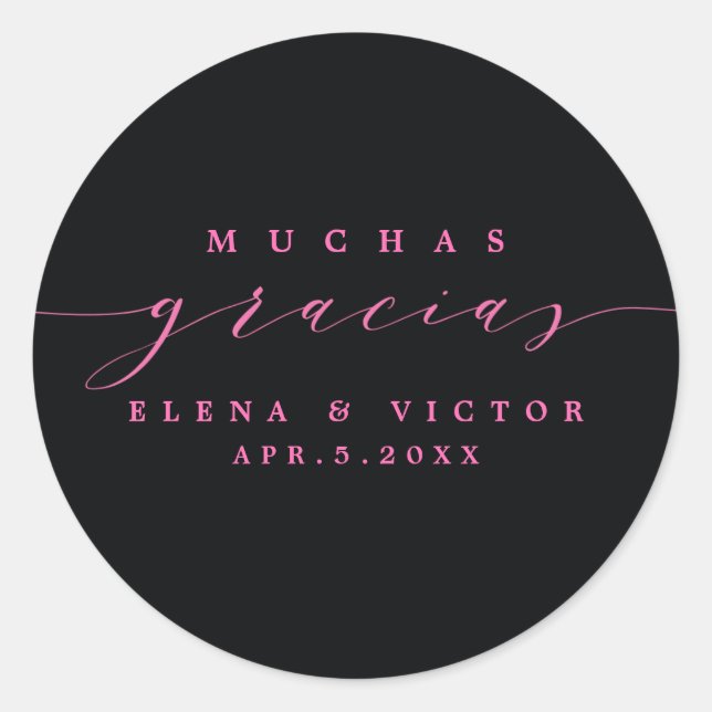 ADESIVO ELEGANTE SCRIPT MUCHAS GRACIAS | OBRIGADO, STICKER (Frente)