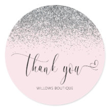 Elegante Silver Glitter Rosa Muito Obrigado