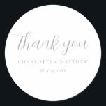 Adesivo Elegante Silver Obrigado Vestido De Casamento<br><div class="desc">Vinheta de casamento da Calliografia</div>