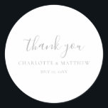 Adesivo Elegante Silver Obrigado Vestido De Casamento<br><div class="desc">Vinheta de casamento da Calliografia</div>